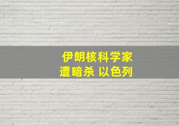 伊朗核科学家遭暗杀 以色列